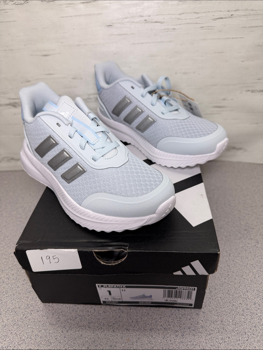 adidas Light Blue(ice blue) Kid’s Running Sneakers with Silver Stripes